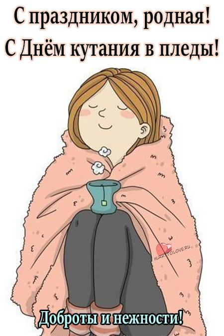 Коллекция открыток с Днем кутания в пледы. 