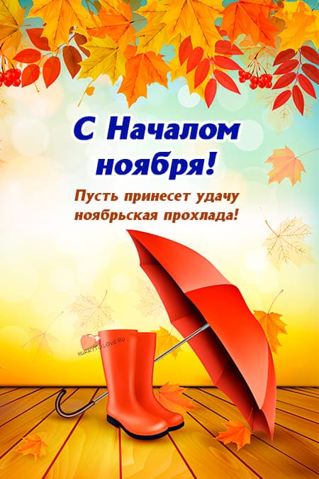Осенняя открытка с началом Ноября. Осенняя открытка с началом Ноября.