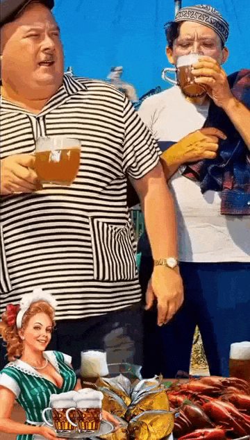 Новая Советская гифка "Поздравляю с днём пива!" с Моргуновым и Никулиным.