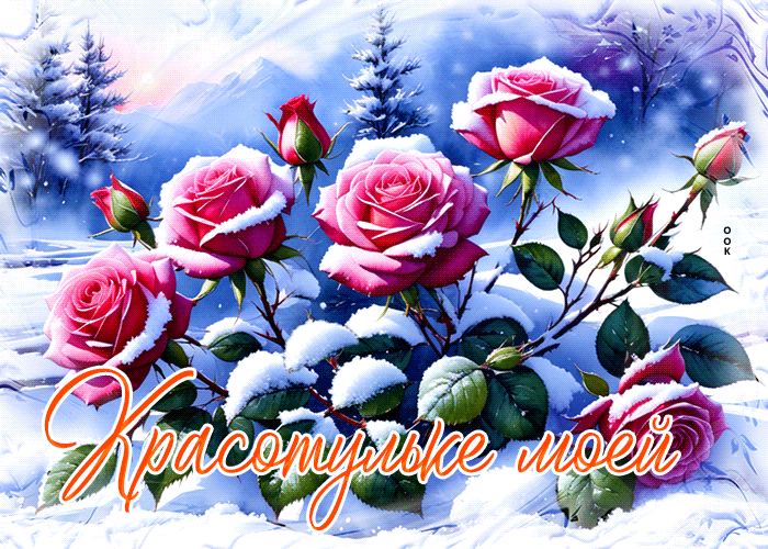 Гифки с зимним букетом цветов (30 красивых gif картинок)
