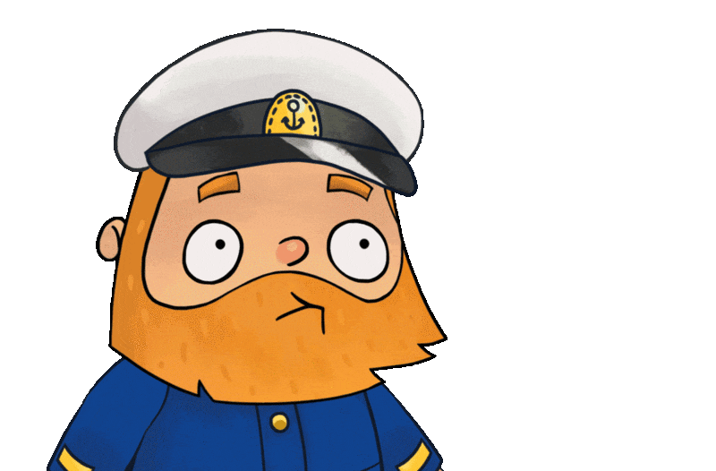 Капитан мультяшный с деньгами на прозрачном фоне.