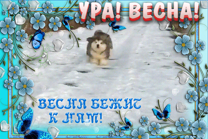 Смешная анимашка весна бежит к нам.