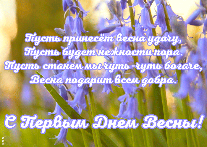 Пусть весна принесёт удачу, пусть будет нежности пора.