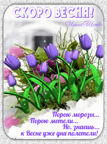 Анимационные Открытки скоро Весна с тюльпанами. Анимационные Открытки скоро Весна с тюльпанами.