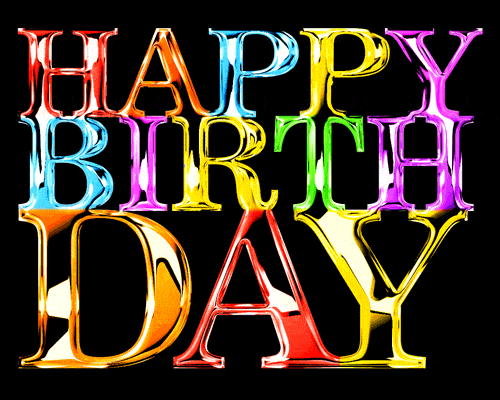 Анимированная картинка с радужными разноцветными металлическими буквами с днём рождения на английском языке. Анимированная картинка с радужными разноцветными металлическими буквами с днём рождения на английском языке.