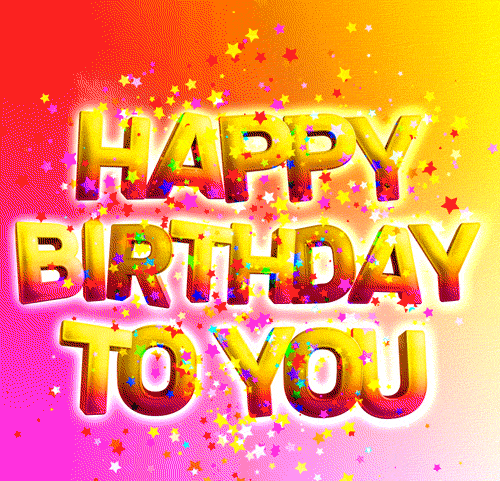 Динамический переход из 2D в 3D, гифка с днём рождения с анимированным фонтаном из разноцветных звёзд. Динамический переход из 2D в 3D, гифка с днём рождения с анимированным фонтаном из разноцветных звёзд.