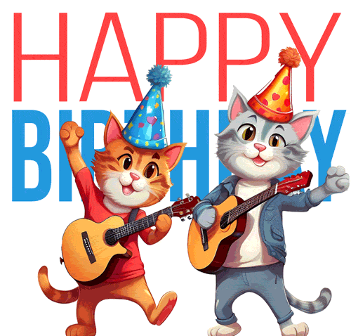 Смешная гифка с танцующими котами, с гитарами на день рождения. Смешная гифка с танцующими котами, с гитарами на день рождения.