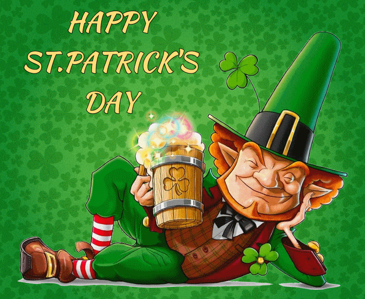 Мерцающая gif картинка St Patrick s Day Лепрекон.