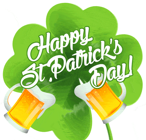 Классная анимация с пивными кружками на день святого Патрика.