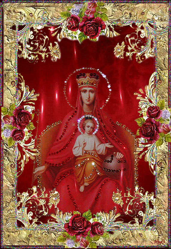 Анимация Чудотворная икона Божией Матери Державная, мерцающая.