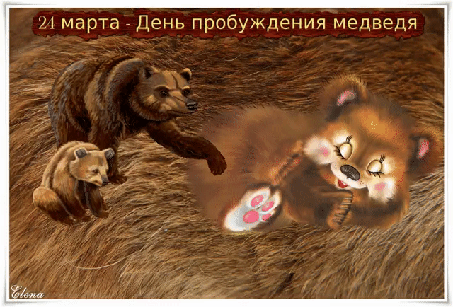 Забавная анимационная открытка 24 Марта - день пробуждения медведя. Забавная анимационная открытка 24 Марта - день пробуждения медведя.