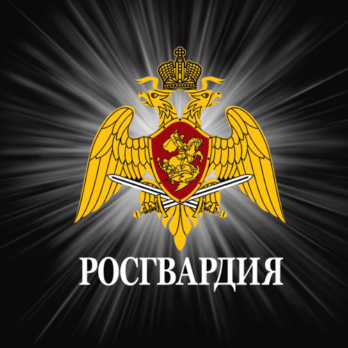 Гифка с гербом России на чёрном фоне и надписью "РОСГВАРДИЯ". Гифка с гербом России на чёрном фоне и надписью "РОСГВАРДИЯ".
