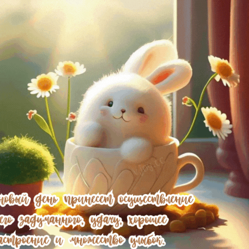 Новая волшебная гифка с зайкой "Доброе апрельское утро!", Новая волшебная гифка с зайкой "Доброе апрельское утро!",