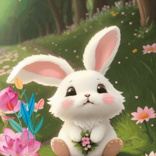 Весенняя гифка с зайкой для детей с пожеланием доброго апрельского утра. Весенняя гифка с зайкой для детей с пожеланием доброго апрельского утра.