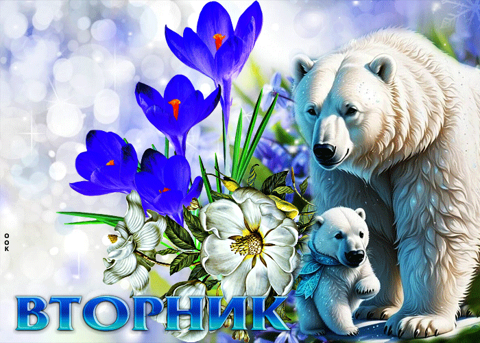 Новая gif картинка весенний вторник с медведями. Новая gif картинка весенний вторник с медведями.