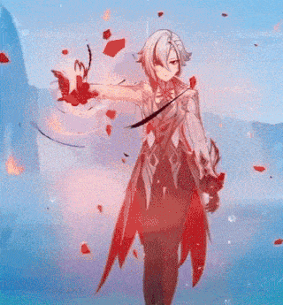 Красивая Arlecchino Genshin GIF с демонстрацией магии.