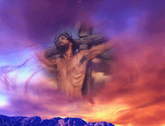 Анимация с распятым Иисусом на страстную неделю.