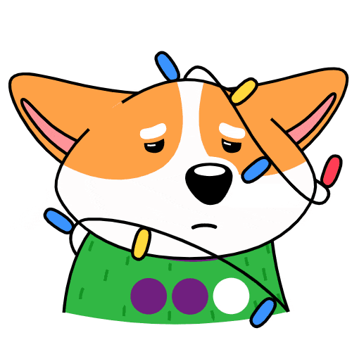 Анимация с грустным коржиком в гирлянде.