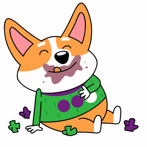 Прикольная гифка собачка объелась.