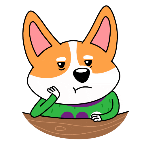 Анимированный стикер с грустным "коржиком" на прозрачном фоне.