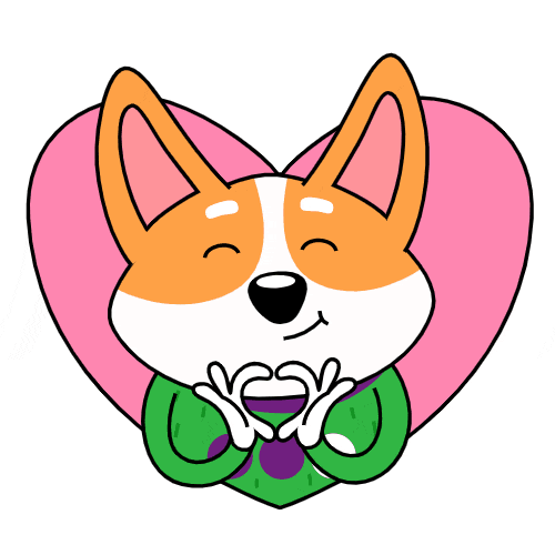 Любовные анимированный стикеры с "Коржиком" и сердечками.