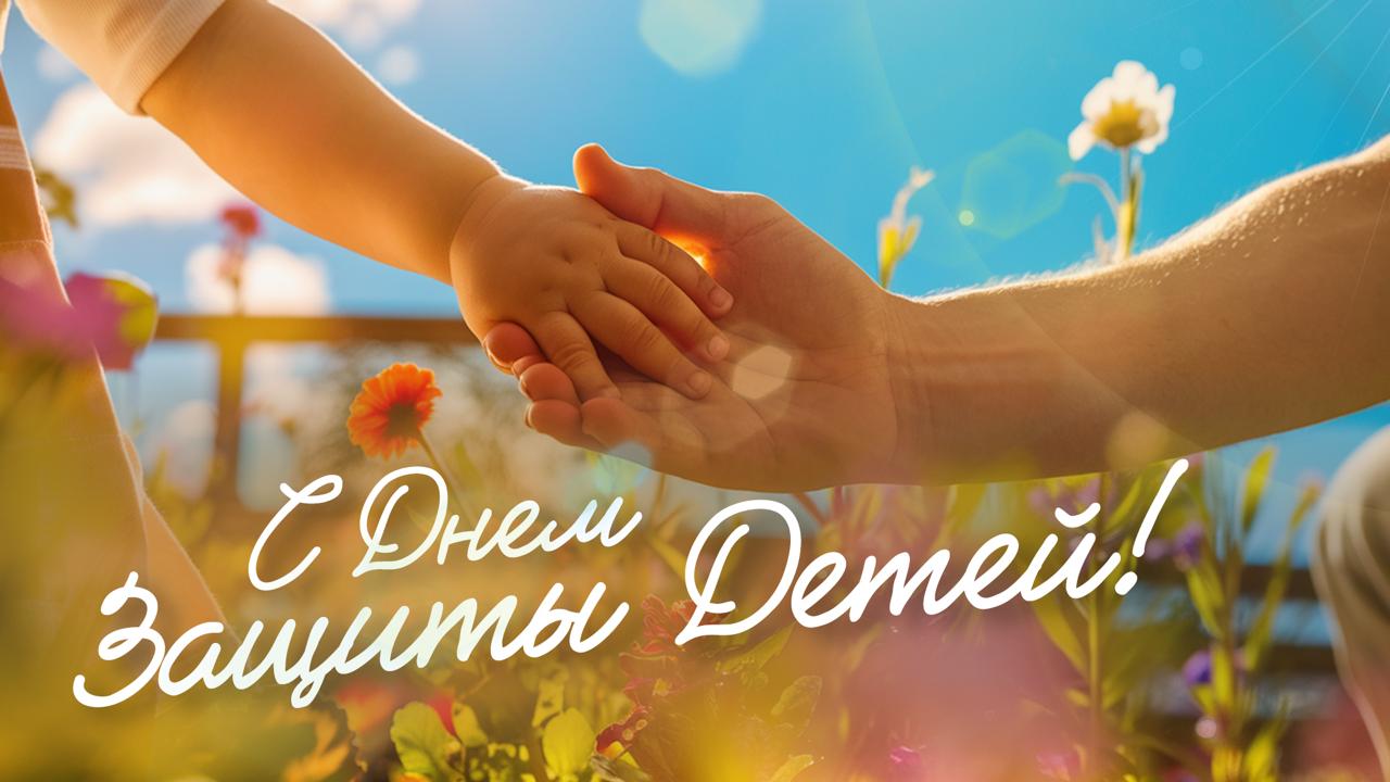 Нежная и трогательная открытка с надписью "С днём защиты детей!".