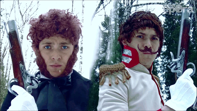 Крутая зимняя гифка Пушкин VS Дантеса.