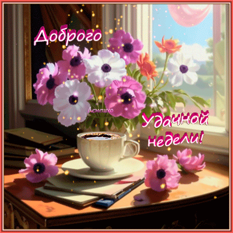 Красивая gif картинка с цветами и пожеланием доброго летнего понедельника и удачной недели. Красивая gif картинка с цветами и пожеланием доброго летнего понедельника и удачной недели.