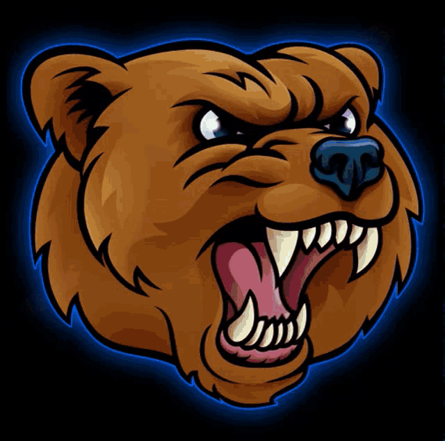 Красивый анимированный стикер с мордой злого медведя на чёрном фоне. Красивый анимированный стикер с мордой злого медведя на чёрном фоне.