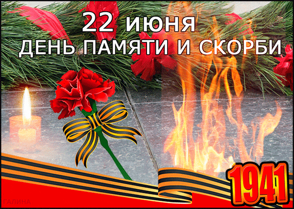 Живые gif картинки с вечным огнём на фоне гвоздик ко дню памяти и скорби.