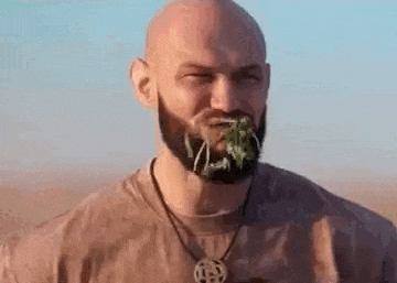 Зацикленная бесконечная гифка из видео с поедающим кинзу Джиганом.