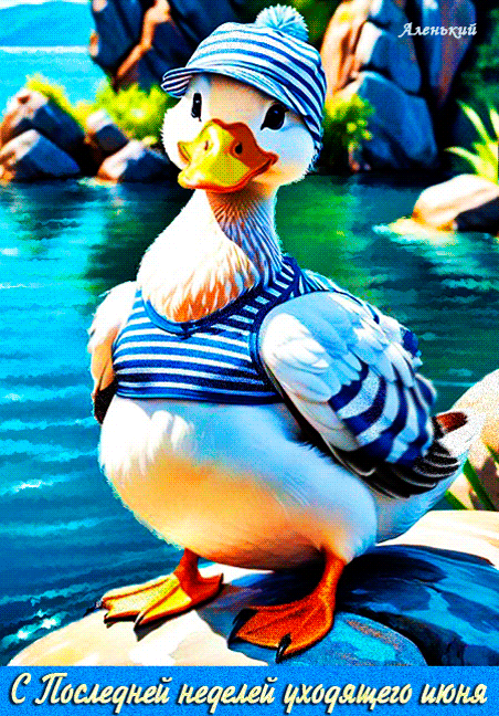 Прикольная гифка с уткой на последнюю неделю уходящего Июня. Прикольная гифка с уткой на последнюю неделю уходящего Июня.