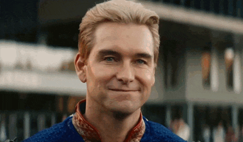 Эпичная гифка Хоумлендер стреляет глазами как в людях икс.