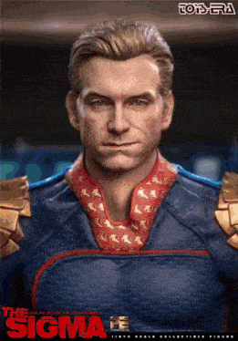 Сигма гиф (Sigma) с нарисованным Хоумлендером как в комиксе в виде супермена.