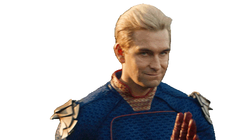 Анимированный гиф стикер, Хоумлендер машет рукой "привет" на прозрачном фоне, для Ватсап.