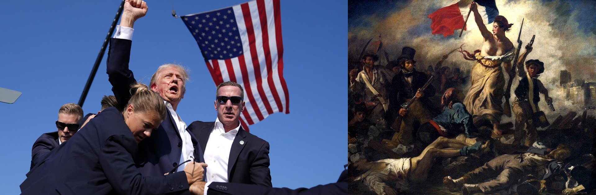 Многие стали сравнивать Трампа с символом Французской революции Марианной, а ведь и правда похоже).