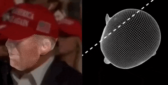 Видео гиф визуализация (3-D моделирование) на сколько пуля пролетела к голове Трампа, он был близок к смерти.