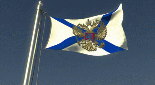 Живая gif картинка Андреевского флага с гербом России развивающийся на ветру. Живая gif картинка Андреевского флага с гербом России развивающийся на ветру.