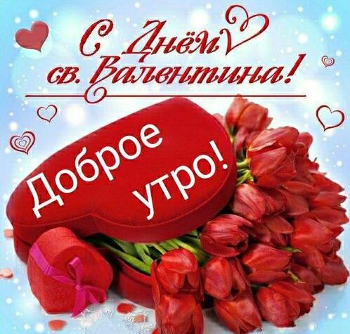 Доброе утро в день святого валентина - открытка с тюльпанами для любимой. Доброе утро в день святого валентина - открытка с тюльпанами для любимой.