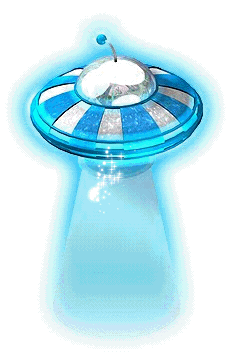 Красивая gif картинка с тарелкой НЛО в волшебном стиле.