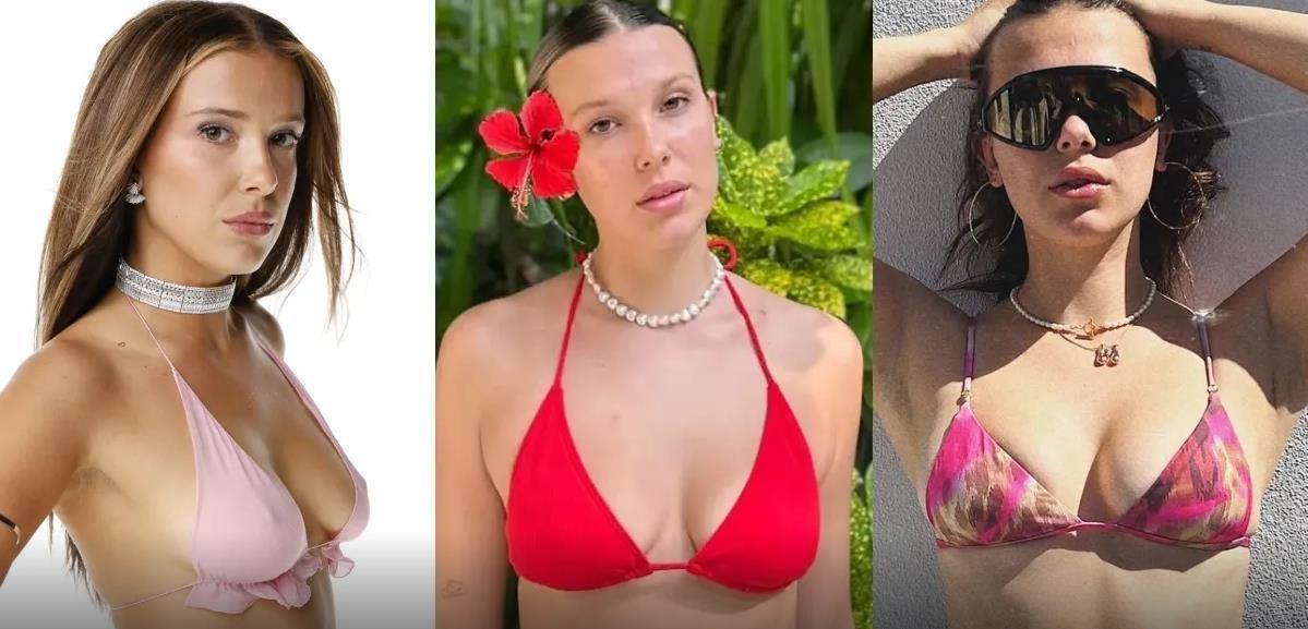 Подборка слитых в сеть фотографий с Милли Браун в лифчиках от купальников разного цвета. Подборка слитых в сеть фотографий с Милли Браун в лифчиках от купальников разного цвета.