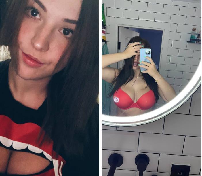 Ещё парочка фоток с лицом Синди и селфи в ванной в красном лифчике.