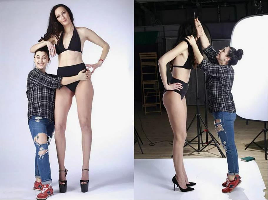 Подборка снимков с фотосессии с Катей Лисиной в чёрном нижнем белье и наглядная демонстрация её роста. Подборка снимков с фотосессии с Катей Лисиной в чёрном нижнем белье и наглядная демонстрация её роста.