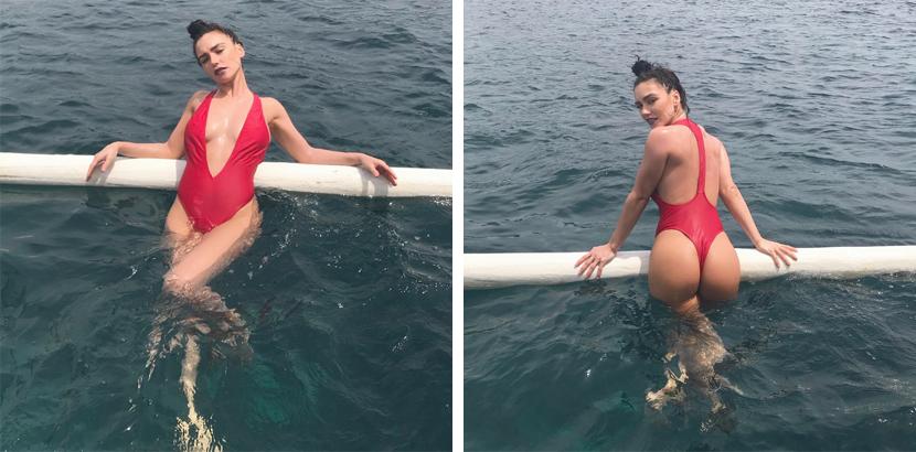 Ольга Серябкина в купальнике который просвечивает.