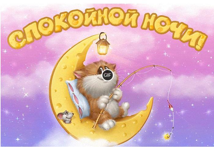 Гифки спокойной ночи сладких снов от души тебе желаю