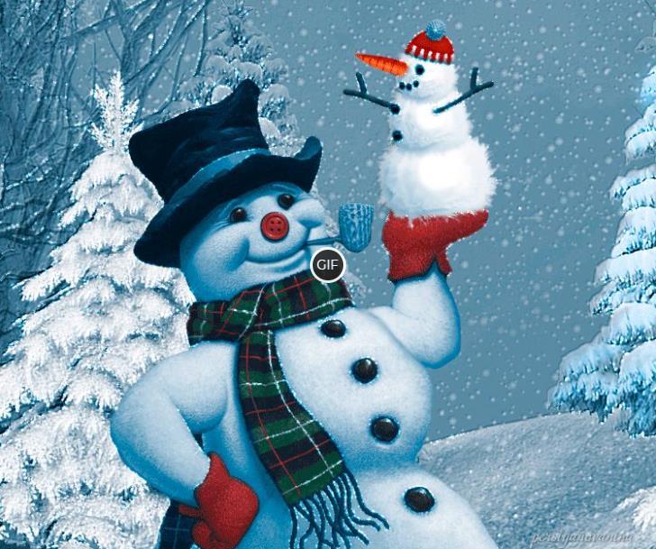 Анимация снеговик gif