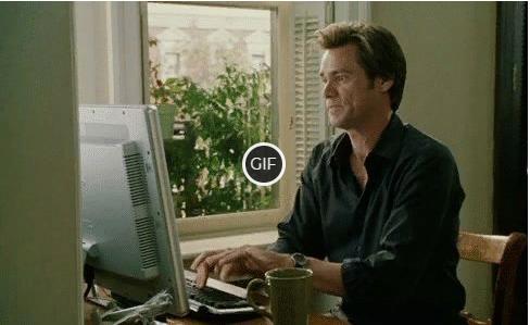 Гифка Джим Керри печатает