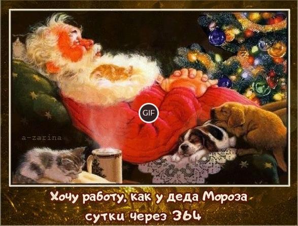 Смешная гифка Хочу работу, как у деда Мороза сутки через 364