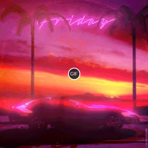 Неоновый закат гифки