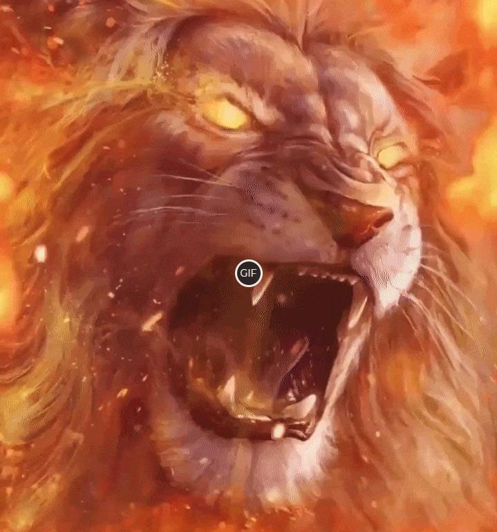 Крутая анимация с огненным львом
